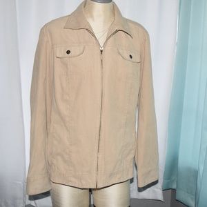 Latte Suede Zip Up Jacket